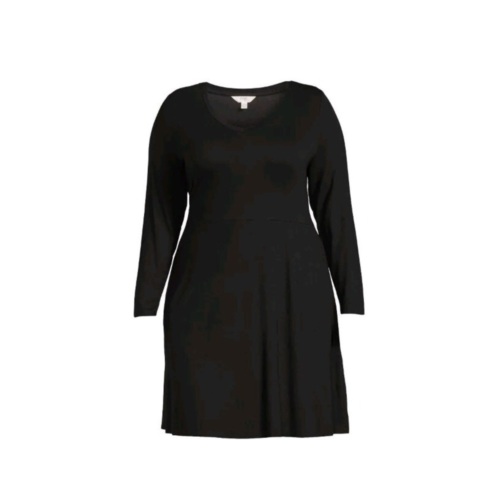 Terra & Sky Women's Plus Size 2X Black Long Sleeve Swing Dress New With Tag - B